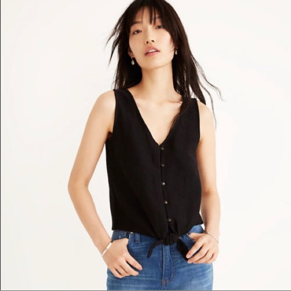Madewell Texture & Thread Button-Front Tie Tank